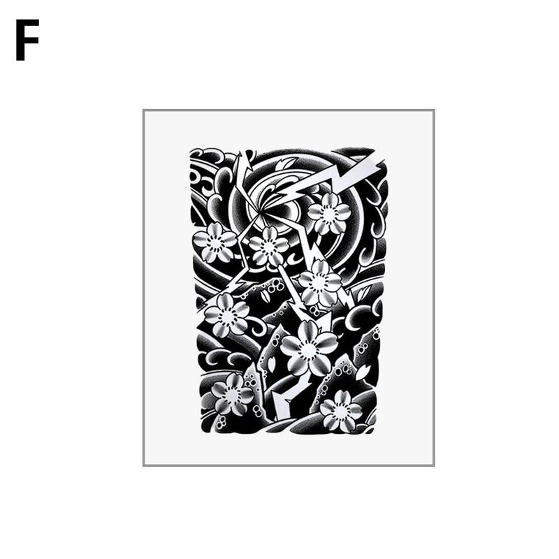 Juice herbal temporary tattoo stickers, Japanese traditional temporary tattoo stickers, waterproof, long-lasting, for men's arms, personalized, high-end, large-format floral designs.